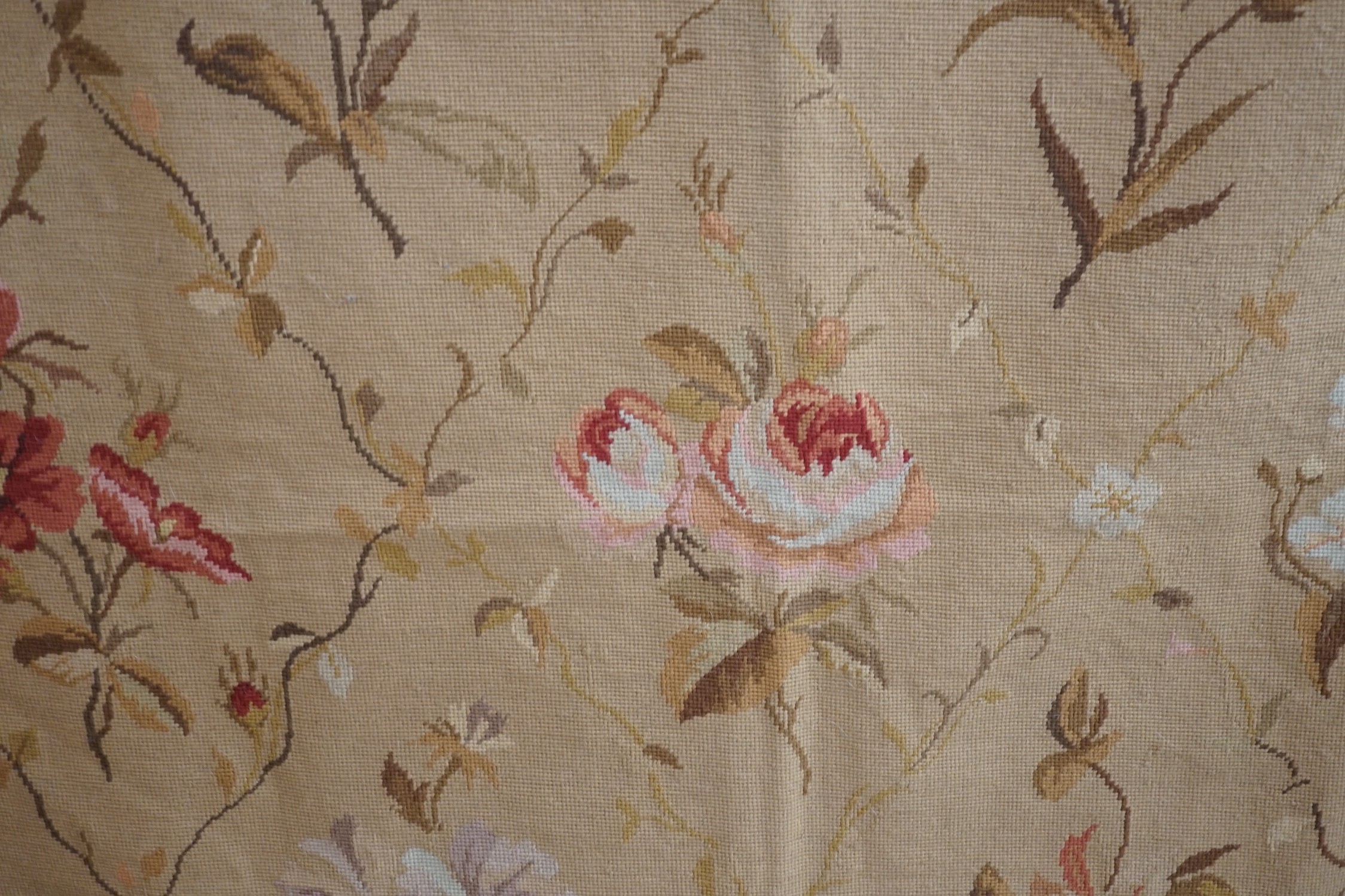 Two wool worked floral patterned (Aubusson style) rugs